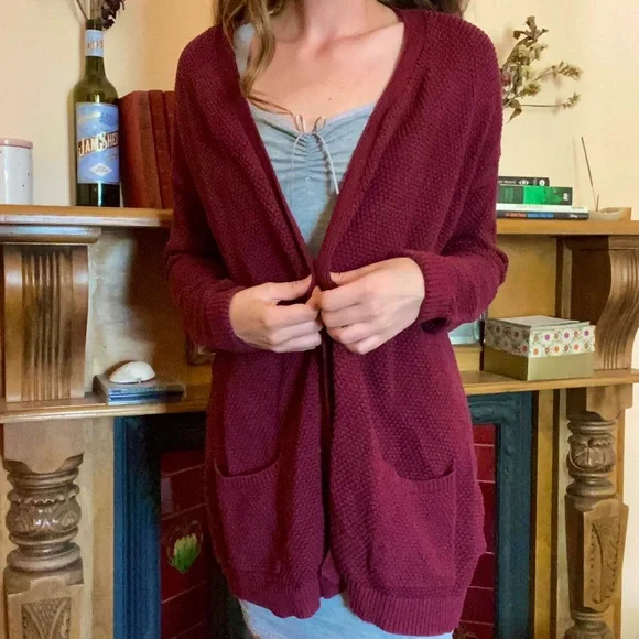 Burgundy Oversized Cardigan - Picture 1 of 4